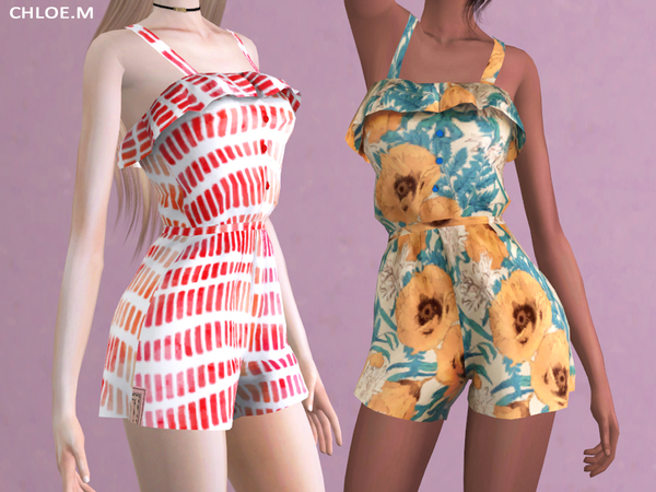 Sims 4 Jumpsuit with Falbala by ChloeMMM at TSR