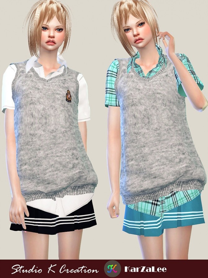 Sims 4 Knitted Vest shirt F at Studio K Creation
