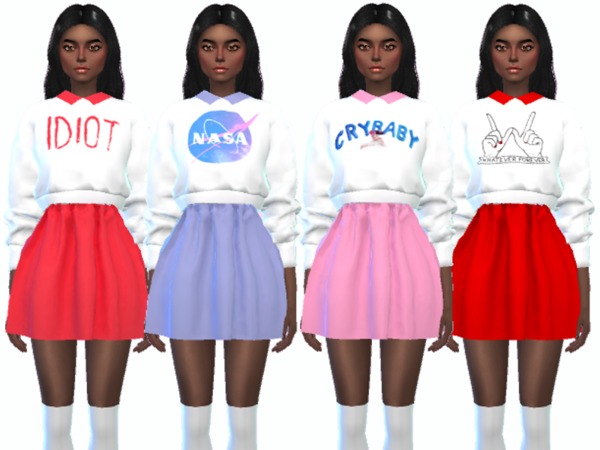 Sims 4 Kawaii Sweater Outfits by Wicked Kittie at TSR