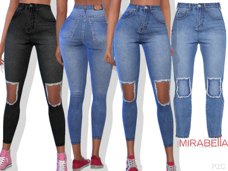 Summer Ripped Denim Jeans Mirabella by Pinkzombiecupcakes at TSR » Sims ...