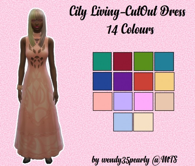 Sims 4 City Living Cutout Dress 14 Colours by wendy35pearly at Mod The Sims