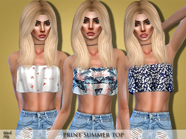 Sims 4 Print Summer Top by Black Lily at TSR