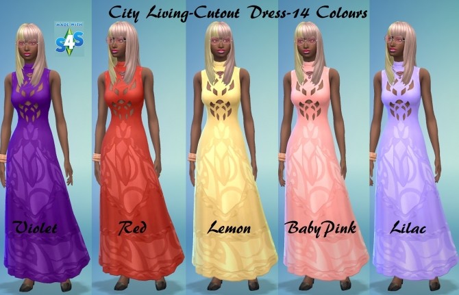 Sims 4 City Living Cutout Dress 14 Colours by wendy35pearly at Mod The Sims