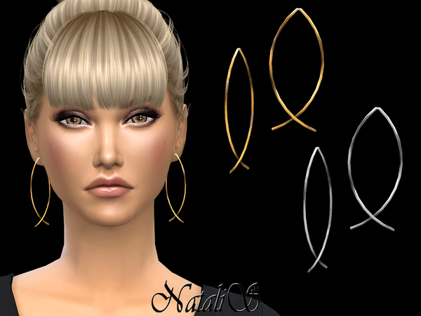Sims 4 Fish shaped wire earrings by NataliS at TSR
