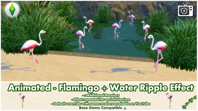 Sims 4 Animated Flamingo + Water Ripple Effect by Bakie at Mod The Sims