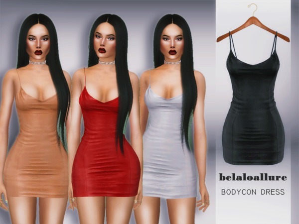 Sims 4 Belaloallure Bodycon dress by belal1997 at TSR