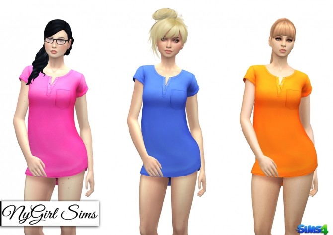 Sims 4 Short Sleeve Pocketed Night Shirt at NyGirl Sims