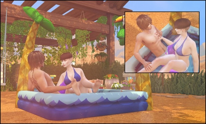 Sims 4 My little pool poses at Rethdis love