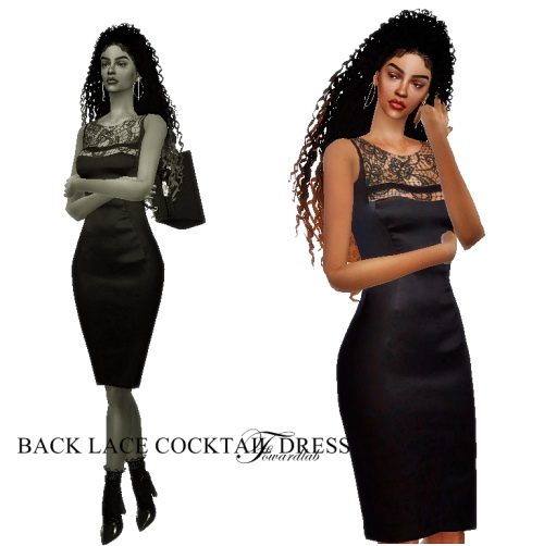 Sims 4 Black Lace Cocktail Dress at FO/WARDLAB