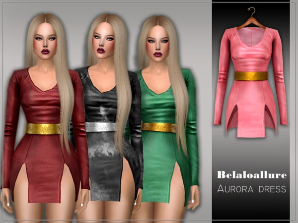 Sims 4 Belaloallure Aurora dress by belal1997 at TSR