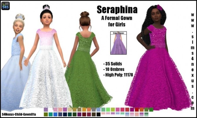 Sims 4 Seraphina gown for girls by SamanthaGump at Sims 4 Nexus