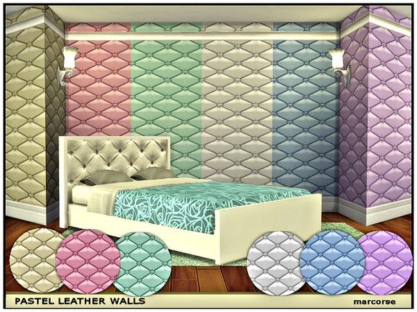 Sims 4 Pastel Leather Walls by marcorse at TSR