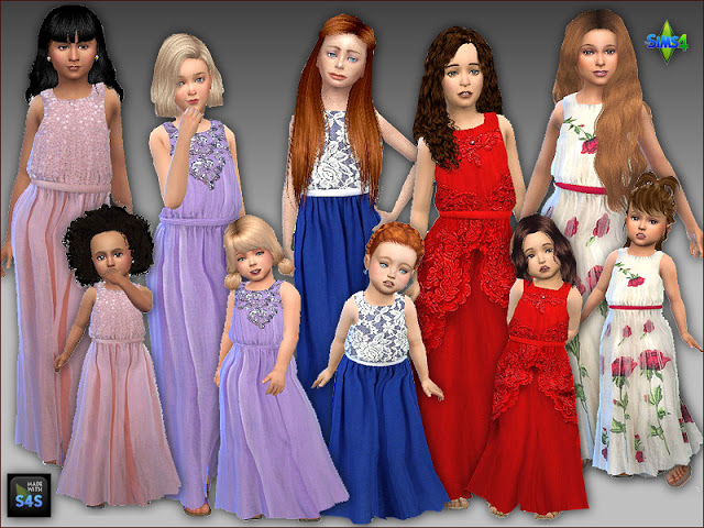 Sims 4 Long gowns for big and little girls by Mabra at Arte Della Vita