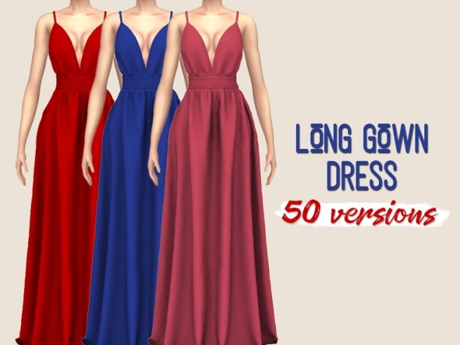Sims 4 Long Gown Dress & Poise Top at Midnightskysims