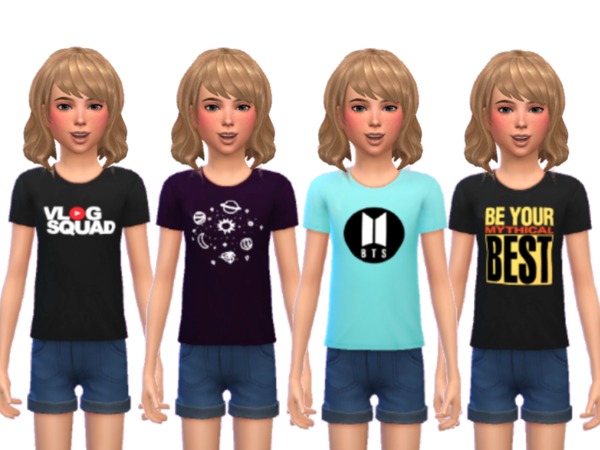 Sims 4 Snazzy Tee Shirts For Kids by Wicked Kittie at TSR