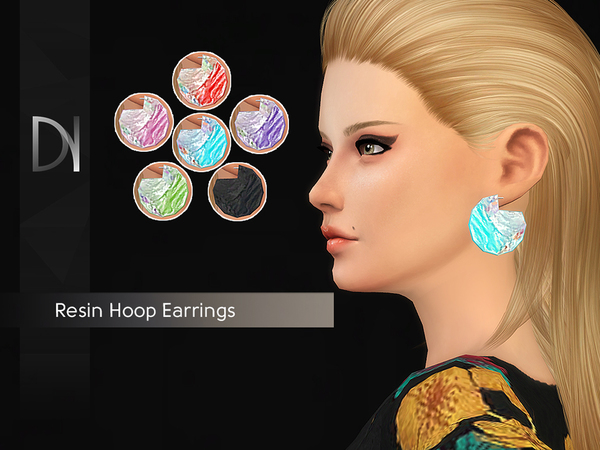 Sims 4 Resin Hoop Earrings by DarkNighTt at TSR