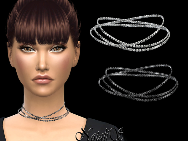 Sims 4 Triple thread crystals necklace by NataliS at TSR