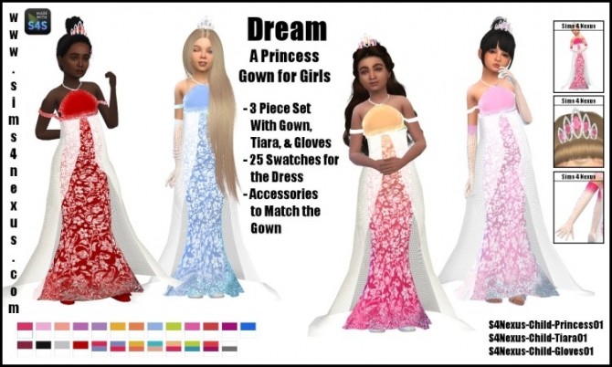 Sims 4 Dream princess gown for girls by SamanthaGump at Sims 4 Nexus