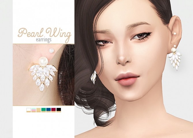 Sims 4 Pearl Wing Earrings at Waekey
