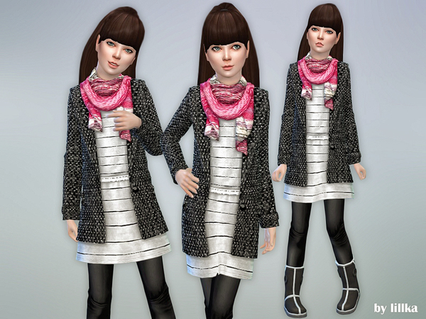 Sims 4 Fall Outfit for Girls 03 by lillka at TSR