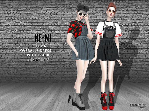 Sims 4 NEMI Overalls Dress by Helsoseira at TSR