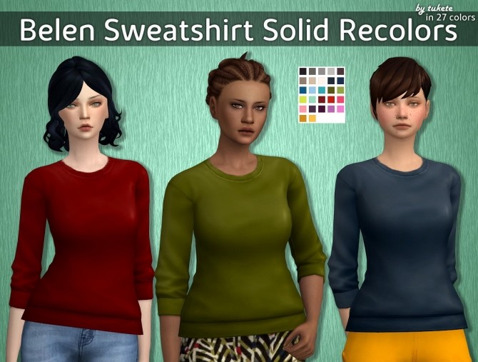 Sims 4 Belen Sweatshirt Solid Recolors at Tukete
