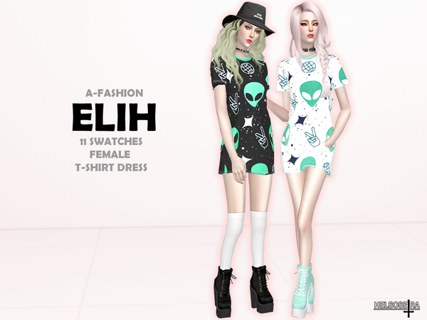 Sims 4 ELIH T SHIRT MINI DRESS by Helsoseira at TSR