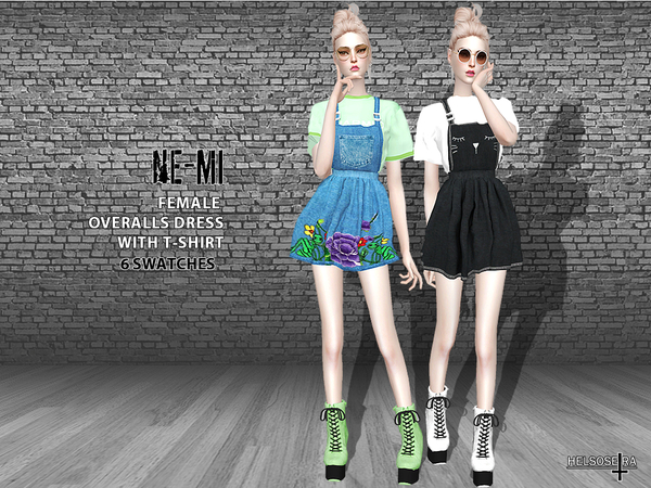 Sims 4 NEMI Overalls Dress by Helsoseira at TSR