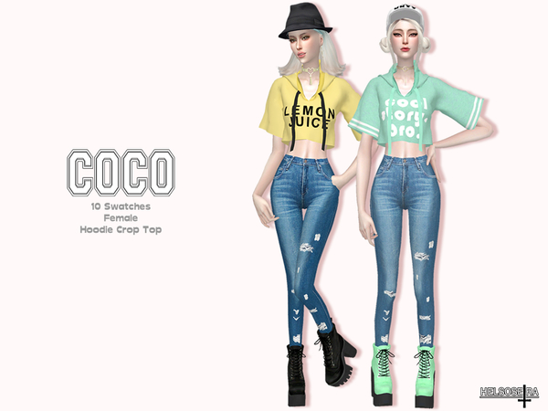 Sims 4 COCO Hoodie Crop Top by Helsoseira at TSR