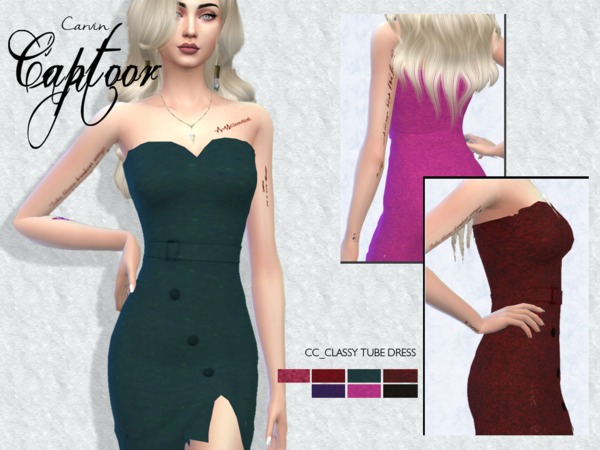 Sims 4 Classy Tube Dress by carvin captoor at TSR