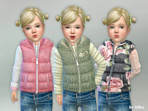 Sims 4 Sleeveless Jacket for Toddler Girls by lillka at TSR