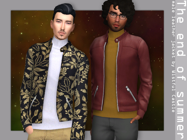 Sims 4 TEOS male leather jacket by WistfulCastle at TSR