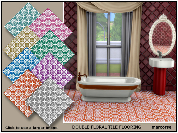 Sims 4 Double Floral Tile Flooring by marcorse at TSR