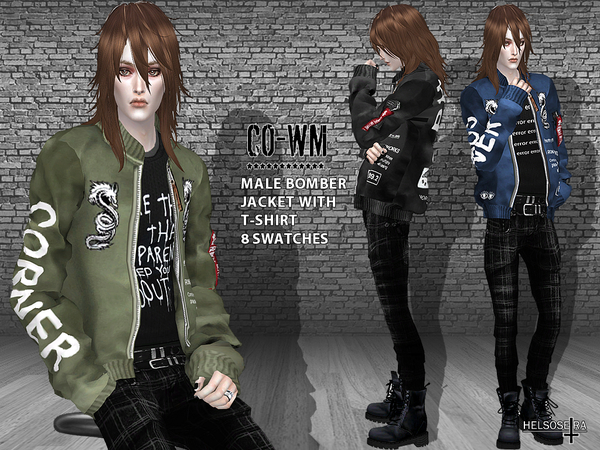 Sims 4 CO WM Male Bomber Jacket with T shirt by Helsoseira at TSR