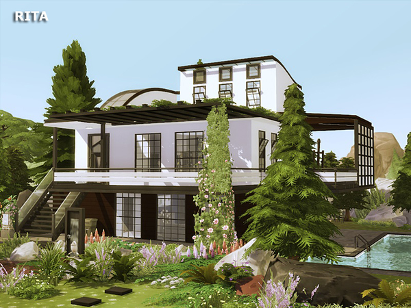 Sims 4 RITA modern home by marychabb at TSR
