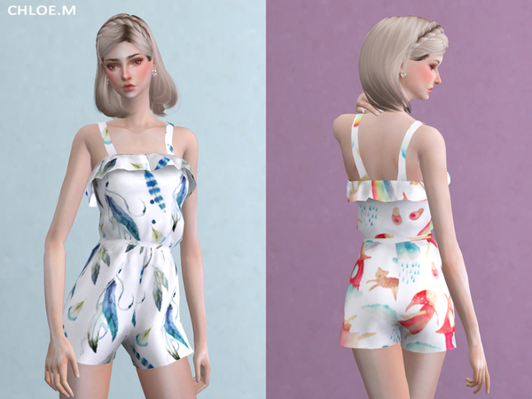 Sims 4 Jumpsuit with Falbala Recolor by ChloeMMM at TSR