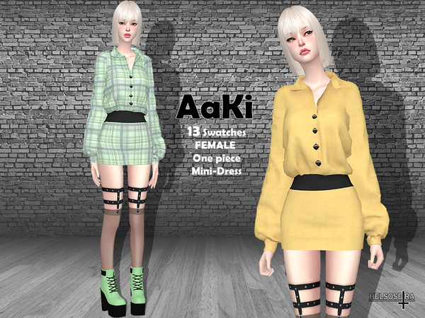 Sims 4 AAKI One Piece Mini Dress by Helsoseira at TSR