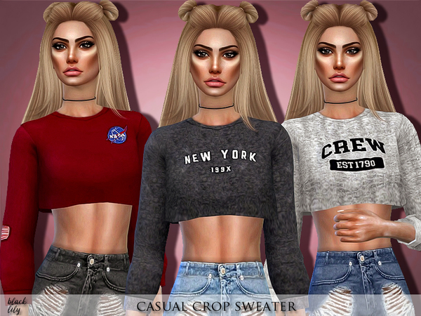Casual Crop Sweater by Black Lily at TSR » Sims 4 Updates