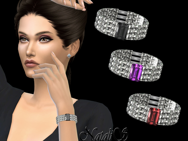 Sims 4 Diamond bracelet with precious stone by NataliS at TSR