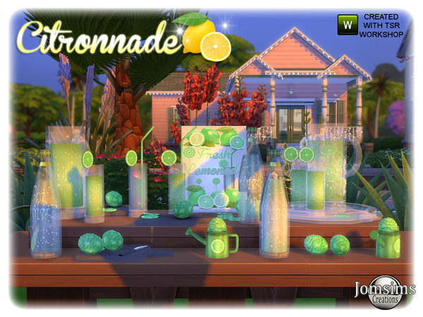 Sims 4 Citronnade clutter deco set by jomsims at TSR