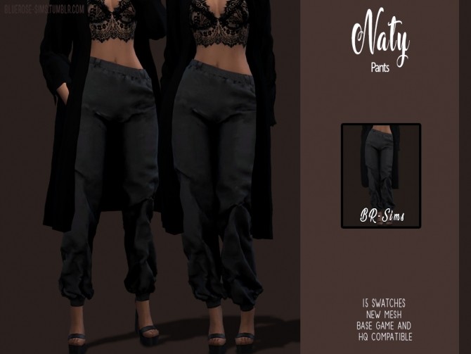 Sims 4 Naty pants by Liseth Barquero at BlueRose Sims