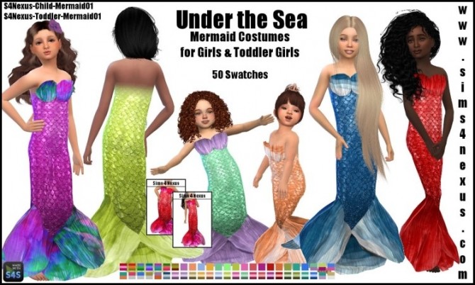 Sims 4 Under the Sea mermaid costumes by SamanthaGump at Sims 4 Nexus