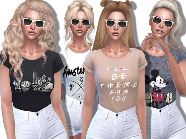 Cute Summer T-shirts by Pinkzombiecupcakes at TSR » Sims 4 Updates