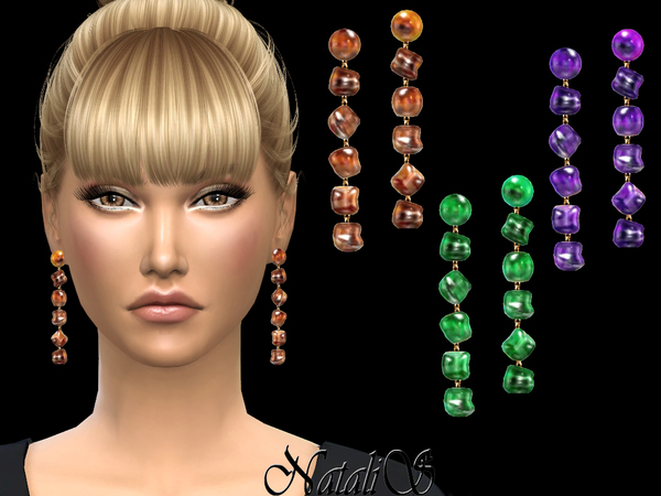 Sims 4 Resin beads drop earrings by NataliS at TSR