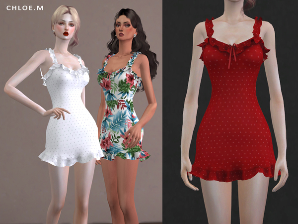 Sims 4 French flair dress by ChloeMMM at TSR