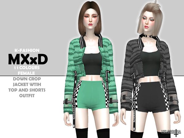 Sims 4 MXXD Down Crop Jacket Outfit by Helsoseira at TSR