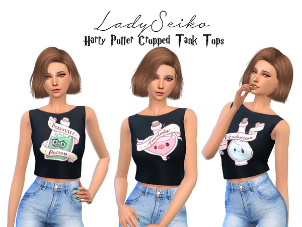 Sims 4 Harry Potter Cropped Tank Tops by LadySeiko at TSR