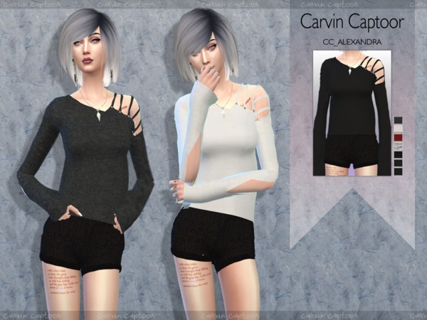 Sims 4 Alexandra outfit by Carvin Captoor at TSR