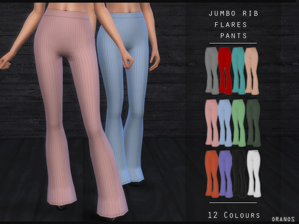 Sims 4 Jumbo Rib Flares Pants by OranosTR at TSR
