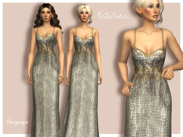 Sims 4 Catalina long dress by laupipi at TSR